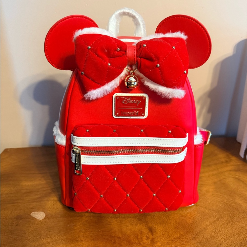 Loungefly Red and White Quilted Backpack